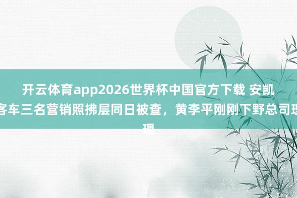 开云体育app2026世界杯中国官方下载 安凯客车三名营销照拂层同日被查，黄李平刚刚下野总司理