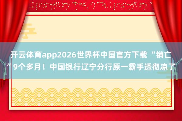 开云体育app2026世界杯中国官方下载 “销亡”9个多月！中国银行辽宁分行原一霸手透彻凉了