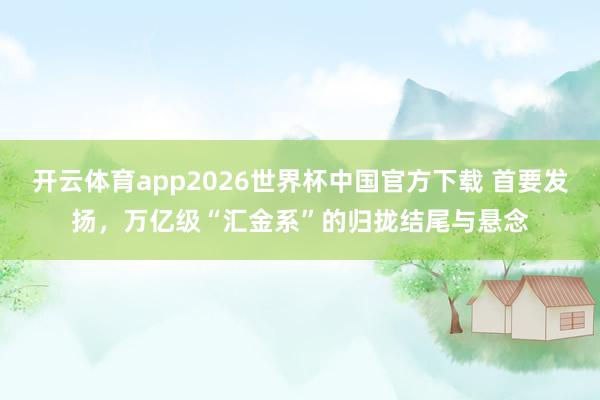 开云体育app2026世界杯中国官方下载 首要发扬，万亿级“汇金系”的归拢结尾与悬念