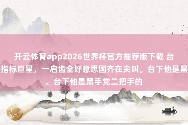 开云体育app2026世界杯官方推荐版下载 台上他是万众瞩指标巨星，一启齿全好意思国齐在尖叫。台下他是黑手党二把手的