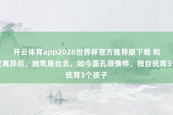 开云体育app2026世界杯官方推荐版下载 和王力宏离异后，她茕居台北，如今面孔很憔悴，独自抚育3个孩子