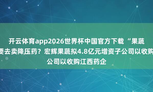 开云体育app2026世界杯中国官方下载 “果蔬第一股”要去卖降压药？宏辉果蔬拟4.8亿元增资子公司以收购江西药企