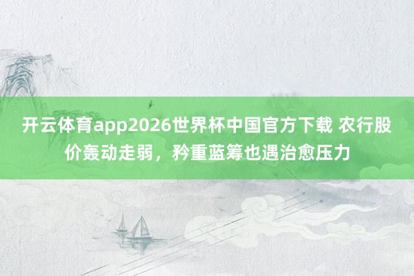 开云体育app2026世界杯中国官方下载 农行股价轰动走弱，矜重蓝筹也遇治愈压力