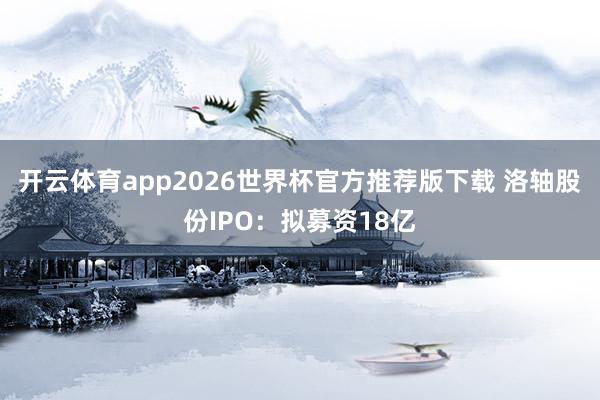 开云体育app2026世界杯官方推荐版下载 洛轴股份IPO：拟募资18亿