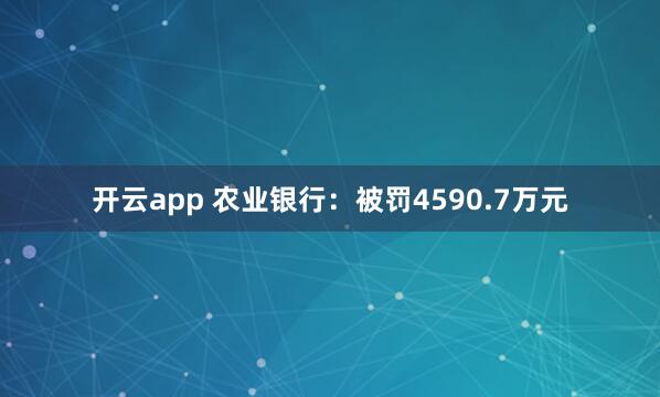 开云app 农业银行：被罚4590.7万元