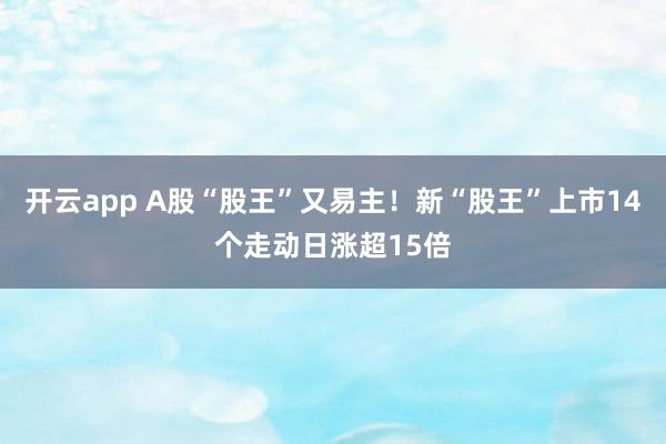 开云app A股“股王”又易主！新“股王”上市14个走动日涨超15倍
