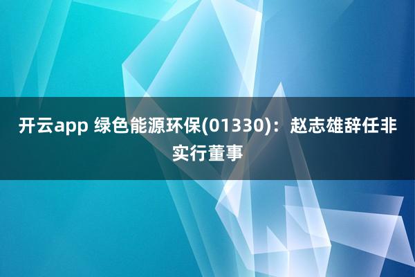 开云app 绿色能源环保(01330)：赵志雄辞任非实行董事