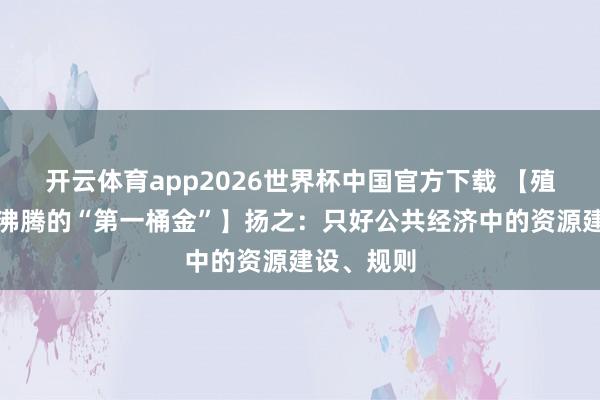 开云体育app2026世界杯中国官方下载 【殖民是西方沸腾的“第一桶金”】扬之：只好公共经济中的资源建设、规则