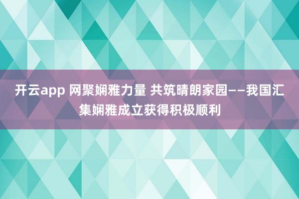 开云app 网聚娴雅力量 共筑晴朗家园——我国汇集娴雅成立获得积极顺利