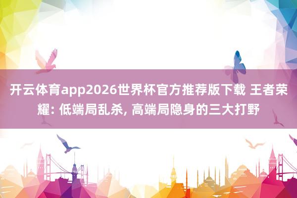 开云体育app2026世界杯官方推荐版下载 王者荣耀: 低端局乱杀， 高端局隐身的三大打野