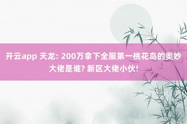 开云app 天龙: 200万拿下全服第一桃花岛的奥妙大佬是谁? 新区大佬小伙!
