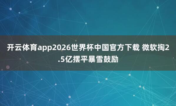 开云体育app2026世界杯中国官方下载 微软掏2.5亿摆平暴雪鼓励