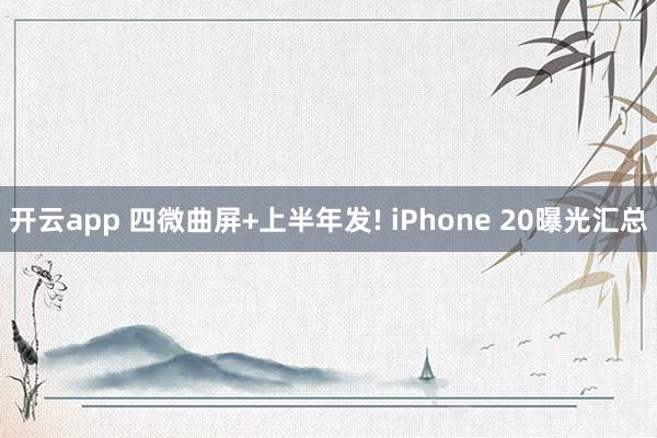 开云app 四微曲屏+上半年发! iPhone 20曝光汇总