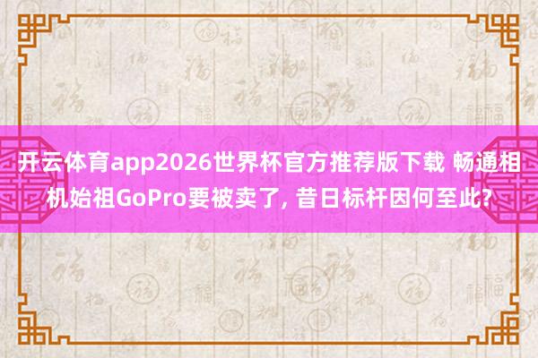 开云体育app2026世界杯官方推荐版下载 畅通相机始祖GoPro要被卖了， 昔日标杆因何至此?