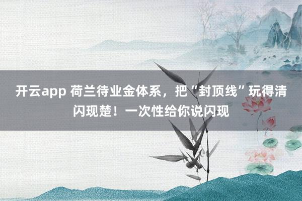开云app 荷兰待业金体系，把“封顶线”玩得清闪现楚！一次性给你说闪现