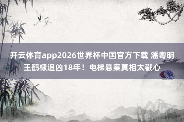 开云体育app2026世界杯中国官方下载 潘粤明王鹤棣追凶18年！电梯悬案真相太戳心