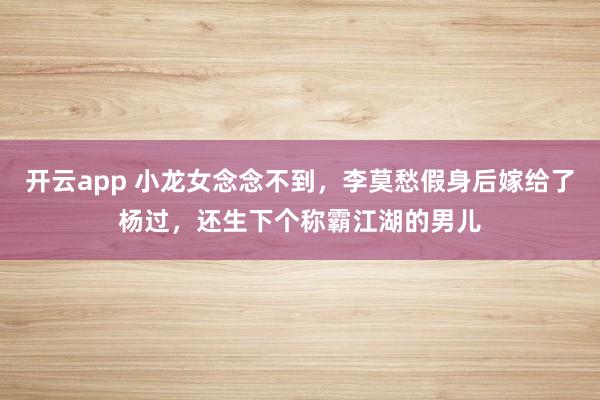 开云app 小龙女念念不到，李莫愁假身后嫁给了杨过，还生下个称霸江湖的男儿
