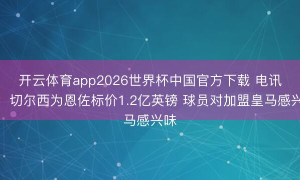 开云体育app2026世界杯中国官方下载 电讯报：切尔西为恩佐标价1.2亿英镑 球员对加盟皇马感兴味