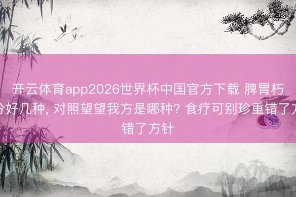 开云体育app2026世界杯中国官方下载 脾胃朽迈分好几种， 对照望望我方是哪种? 食疗可别珍重错了方针