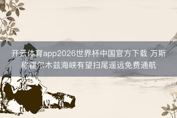 开云体育app2026世界杯中国官方下载 万斯称霍尔木兹海峡有望扫尾遥远免费通航